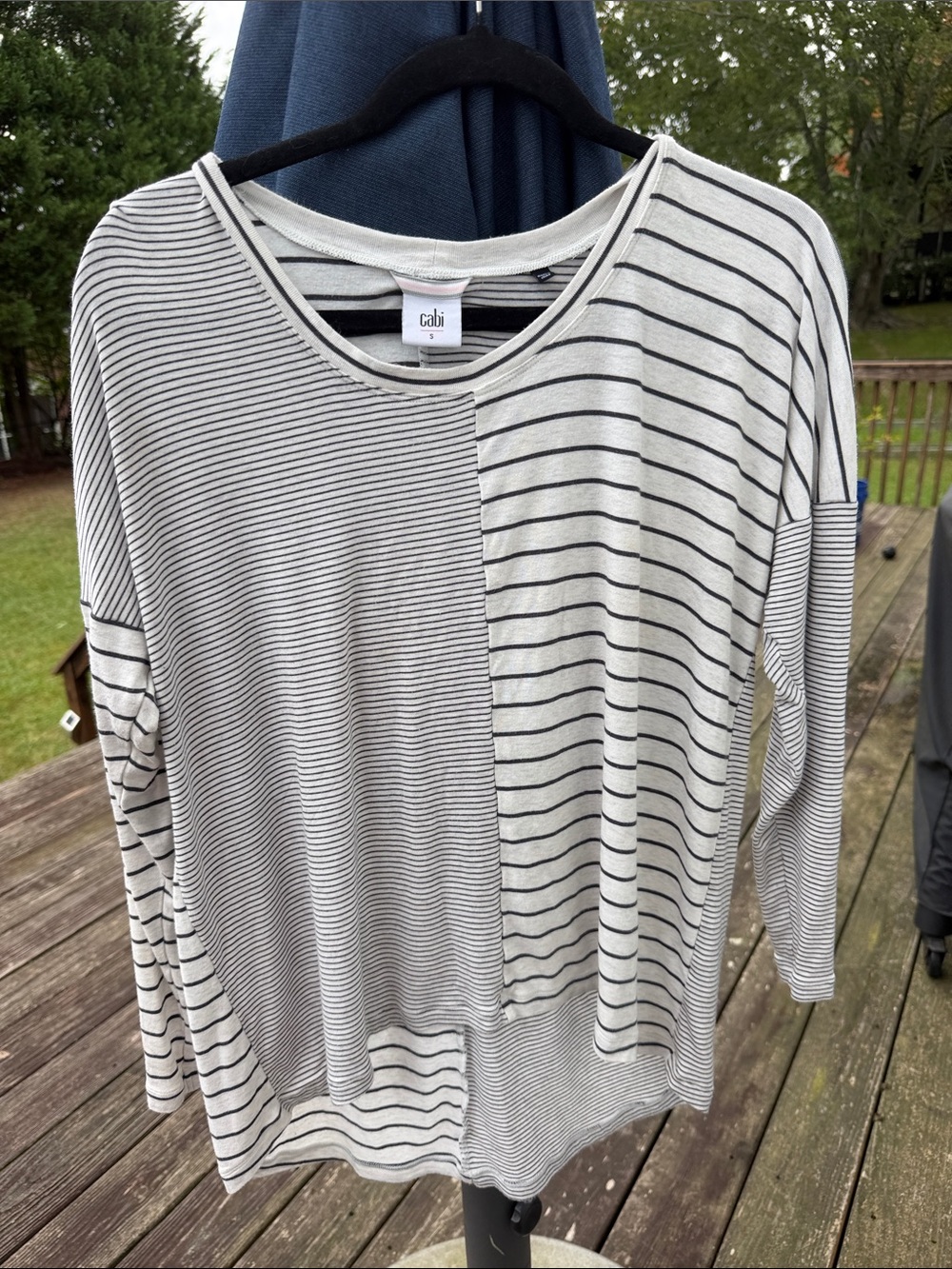 CAbi Cream and Black Mixed Stripe Long-Sleeve Top